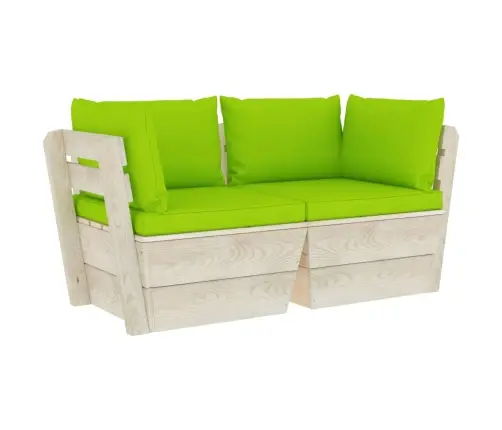 2-Vietīgs Dārza Palešu Dīvāns Ar Matračiem, Egles Koks Vidaxl