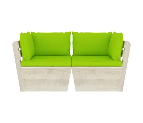 2-Vietīgs Dārza Palešu Dīvāns Ar Matračiem, Egles Koks Vidaxl