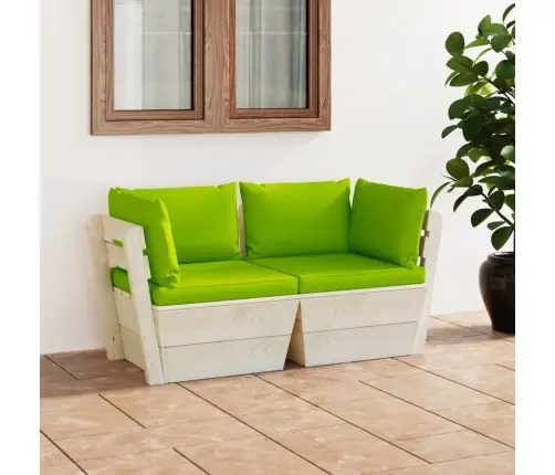 2-Vietīgs Dārza Palešu Dīvāns Ar Matračiem, Egles Koks Vidaxl