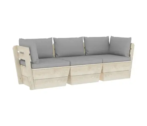 3-Vietīgs Dārza Palešu Dīvāns Ar Matračiem, Egles Koks Vidaxl