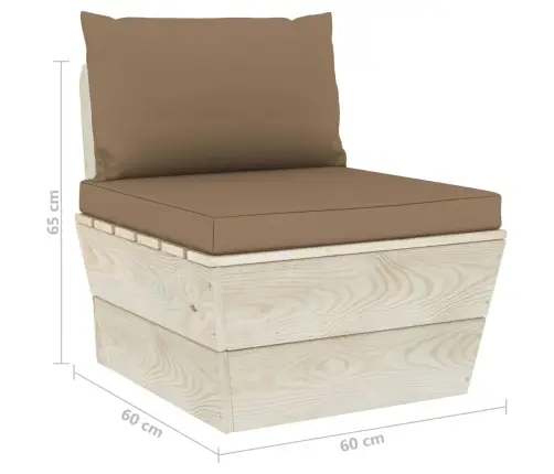 3-Vietīgs Dārza Palešu Dīvāns Ar Matračiem, Egles Koks Vidaxl
