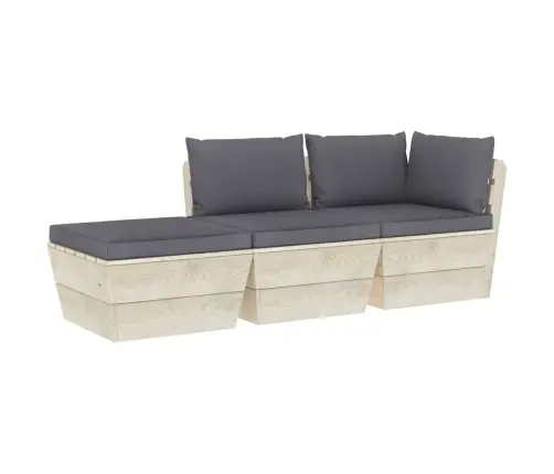 3-Daļīgs Dārza Palešu Mēbeļu Komplekts Ar Matračiem, Egles Koks Vidaxl