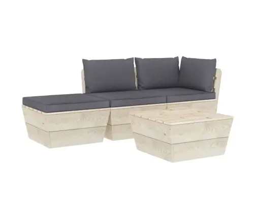 Sodo Baldų Komplektas Iš Palečių Su Pagalvėlėmis, 4 Dalių, Eglė