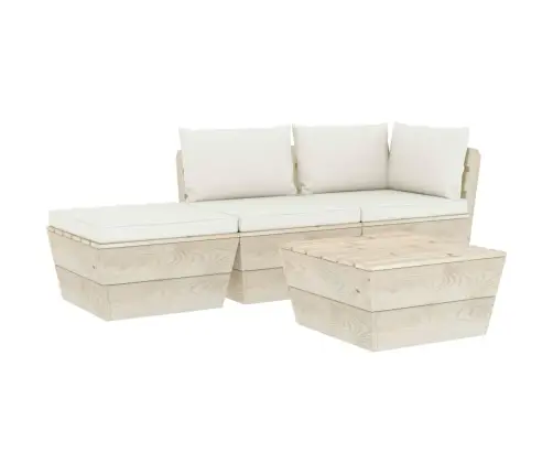 4-Daļīgs Dārza Palešu Mēbeļu Komplekts Ar Matračiem, Egles Koks Vidaxl