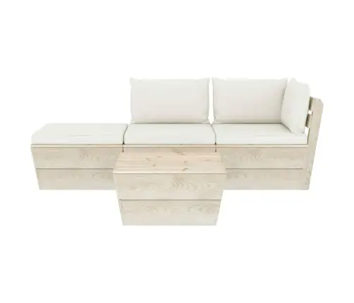 4-Daļīgs Dārza Palešu Mēbeļu Komplekts Ar Matračiem, Egles Koks Vidaxl