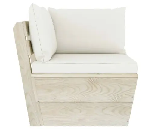 4-Daļīgs Dārza Palešu Mēbeļu Komplekts Ar Matračiem, Egles Koks Vidaxl