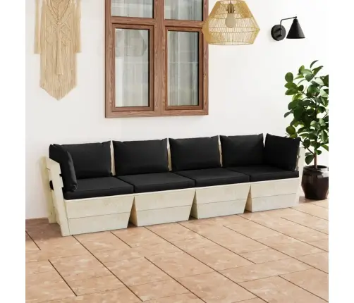 4-Vietīgs Dārza Palešu Dīvāns Ar Matračiem, Egles Koks Vidaxl