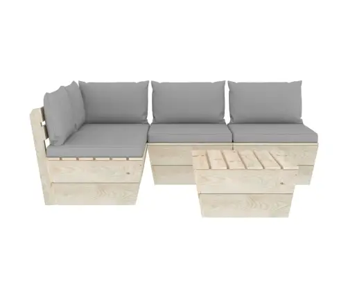 5-Daļīgs Dārza Palešu Mēbeļu Komplekts Ar Matračiem, Egle Vidaxl