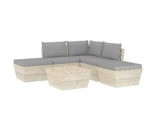 6-Daļīgs Dārza Palešu Mēbeļu Komplekts Ar Matračiem, Egles Koks Vidaxl