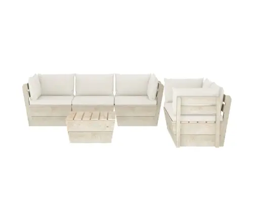 6-Osaline Kaubaalustest Aiamööblikomplekt Patjadega Kuusepuit