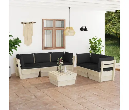 6-Daļīgs Dārza Palešu Mēbeļu Komplekts Ar Matračiem, Egle Vidaxl