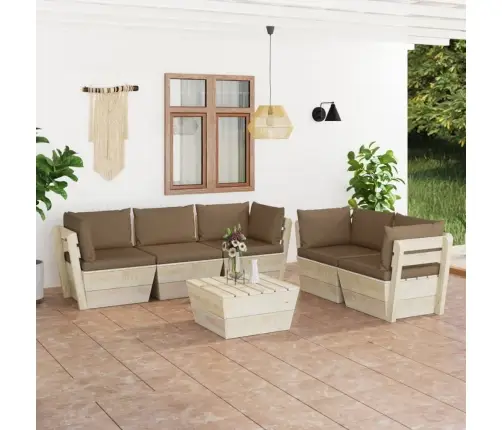 6-Daļīgs Dārza Palešu Mēbeļu Komplekts Ar Matračiem, Egle Vidaxl