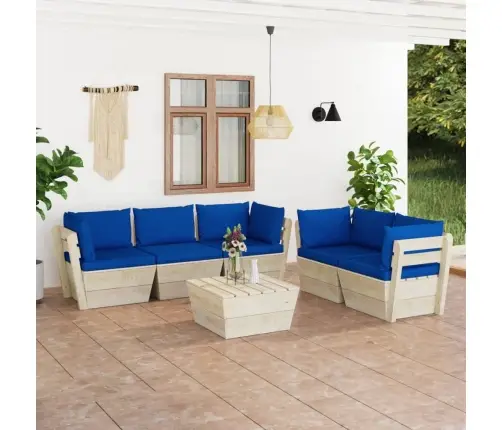 6-Daļīgs Dārza Palešu Mēbeļu Komplekts Ar Matračiem, Egle Vidaxl