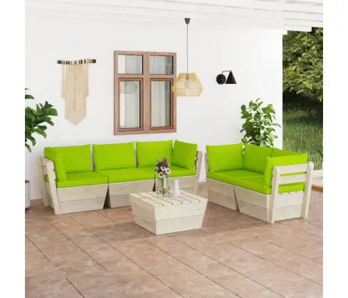 6-Daļīgs Dārza Palešu Mēbeļu Komplekts Ar Matračiem, Egle Vidaxl