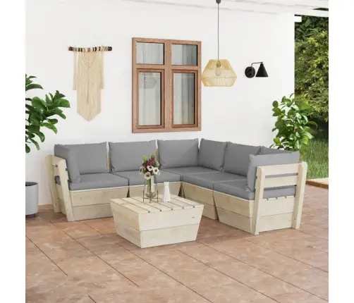 6-Daļīgs Dārza Palešu Mēbeļu Komplekts Ar Matračiem, Egle Vidaxl