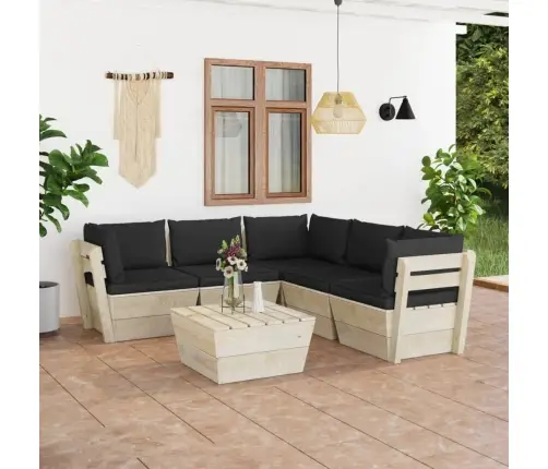 6-Daļīgs Dārza Palešu Mēbeļu Komplekts Ar Matračiem, Egle Vidaxl