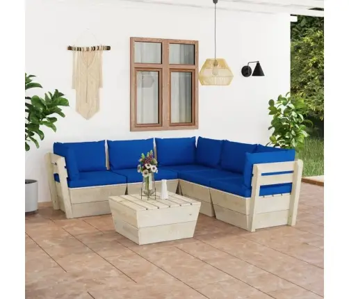 Sodo Baldų Komplektas Iš Palečių Su Pagalvėlėmis, 6 Dalių, Eglė