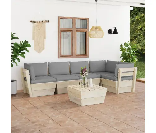 6-Daļīgs Dārza Palešu Mēbeļu Komplekts Ar Matračiem, Egle Vidaxl