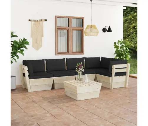 Sodo Baldų Komplektas Iš Palečių Su Pagalvėlėmis, 6 Dalių, Eglė