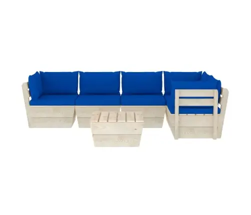 6-Daļīgs Dārza Palešu Mēbeļu Komplekts Ar Matračiem, Egles Koks Vidaxl