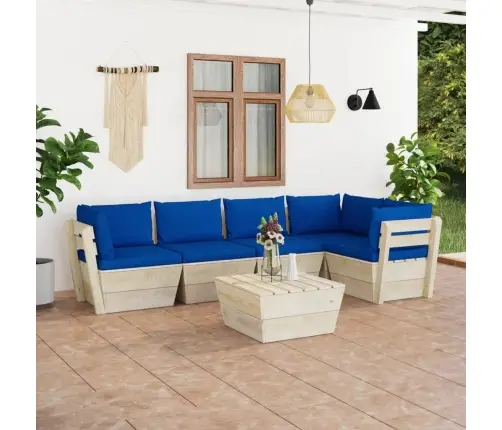 6-Daļīgs Dārza Palešu Mēbeļu Komplekts Ar Matračiem, Egles Koks Vidaxl