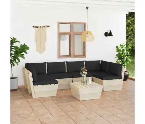 Sodo Baldų Komplektas Iš Palečių Su Pagalvėlėmis, 7 Dalių, Eglė