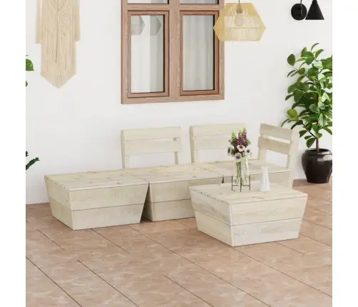 4-Daļīgs Dārza Palešu Mēbeļu Komplekts, Impregnēts Egles Koks Vidaxl