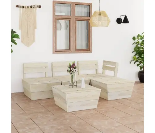 5-Osaline Kaubaalustest Aiamööblikomplekt Immutatud Kuusepuit