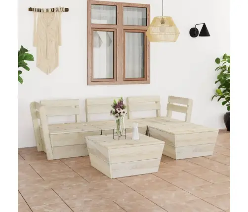 5-Daļīgs Dārza Palešu Mēbeļu Komplekts, Impregnēts Egles Koks Vidaxl