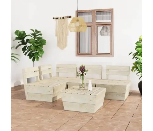 Sodo Baldų Komplektas Iš Palečių, 5 Dalių, Impregnuota Eglė