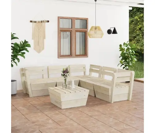 6-Daļīgs Dārza Palešu Mēbeļu Komplekts, Impregnēts Egles Koks Vidaxl