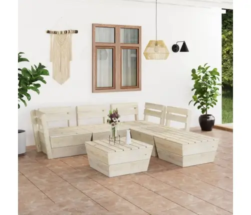 6-Osaline Kaubaalustest Aiamööblikomplekt Immutatud Kuusepuit