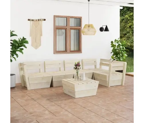 6-Daļīgs Dārza Palešu Mēbeļu Komplekts, Impregnēts Egles Koks Vidaxl