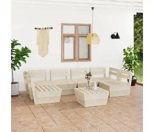 7-Daļīgs Dārza Palešu Mēbeļu Komplekts, Impregnēts Egles Koks Vidaxl