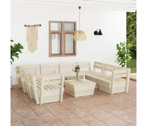 Sodo Baldų Komplektas Iš Palečių, 9 Dalių, Impregnuota Eglė