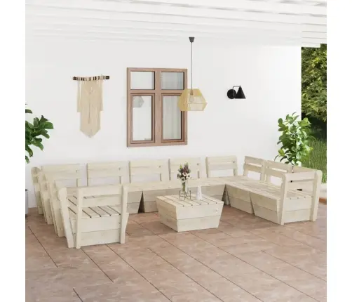 10-Osaline Kaubaalustest Aiamööblikomplekt Immutatud Kuusepuit