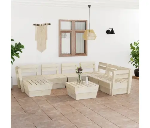 8-Daļīgs Dārza Palešu Mēbeļu Komplekts, Impregnēts Egles Koks Vidaxl