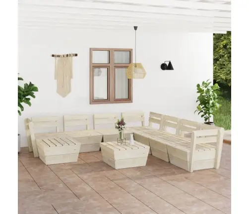 9-Daļīgs Dārza Palešu Mēbeļu Komplekts, Impregnēts Egles Koks Vidaxl