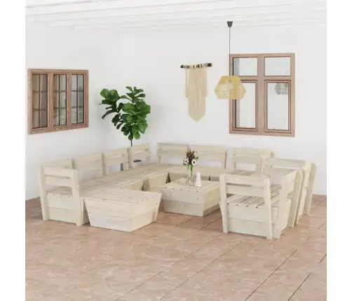 Sodo Baldų Komplektas Iš Palečių, 10 Dalių, Impregnuota Eglė