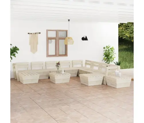 12-Daļīgs Dārza Palešu Mēbeļu Komplekts, Impregnēts Egles Koks Vidaxl