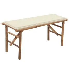 Saliekams Dārza Sols Ar Matraci, 118 Cm, Bambuss Vidaxl