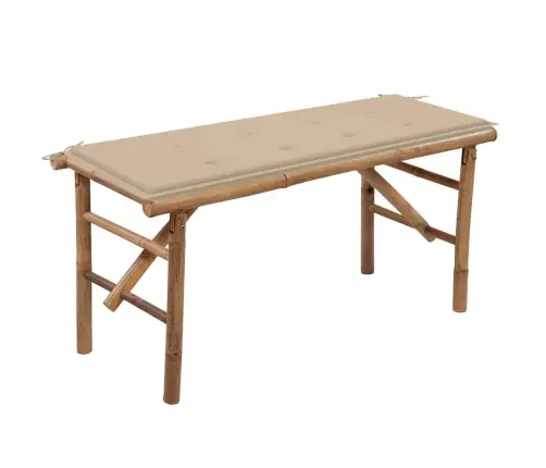 Saliekams Dārza Sols Ar Matraci, 118 Cm, Bambuss Vidaxl