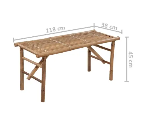 Sulankstomas Sodo Suoliukas Su Pagalvėle, 118cm Bambukas Sulankstomas Sodo Suoliukas Su Pagalvėle, 118cm Bambukas
