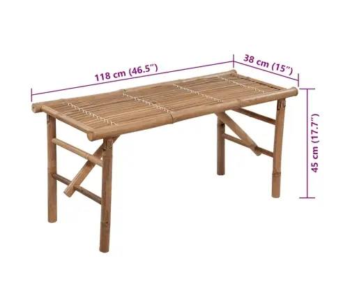 Saliekams Dārza Sols Ar Matraci, 118 Cm, Bambuss Vidaxl