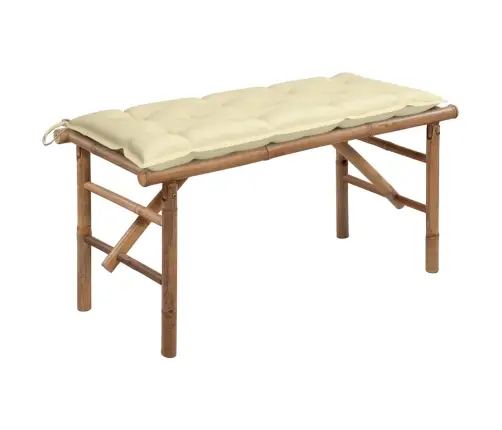 Sulankstomas Sodo Suoliukas Su Pagalvėle, 118cm Bambukas