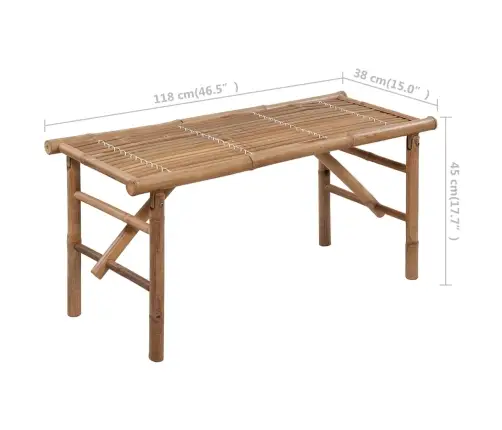 Saliekams Dārza Sols Ar Matraci, 118 Cm, Bambuss Vidaxl