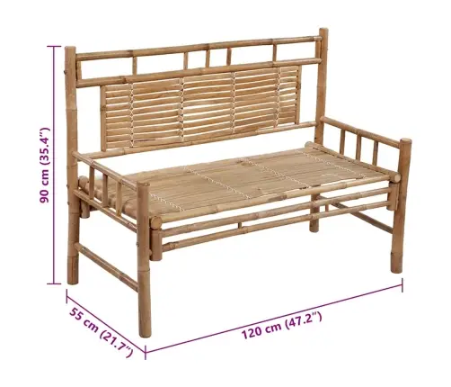 Dārza Sols Ar Matraci, 120 Cm, Bambuss Vidaxl