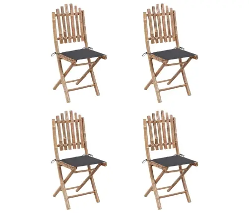 5-Daļīgs Āra Mēbeļu Komplekts Ar Matračiem, Saliekams, Bambuss Vidaxl