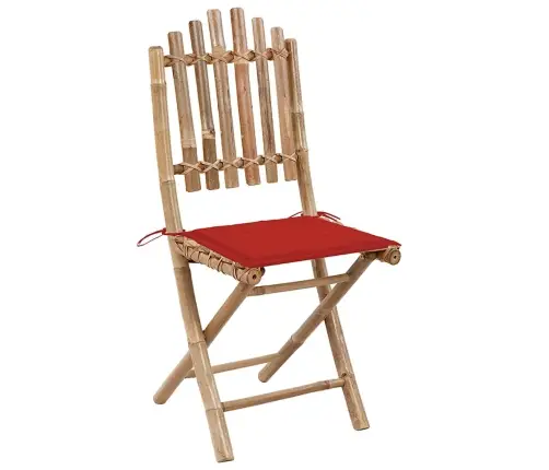 5-Daļīgs Āra Mēbeļu Komplekts Ar Matračiem, Saliekams, Bambuss Vidaxl