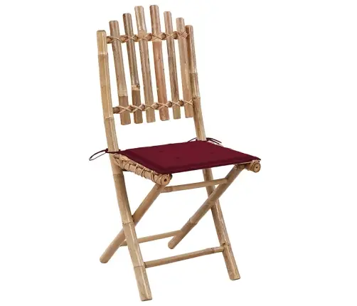 5-Daļīgs Āra Mēbeļu Komplekts Ar Matračiem, Saliekams, Bambuss Vidaxl